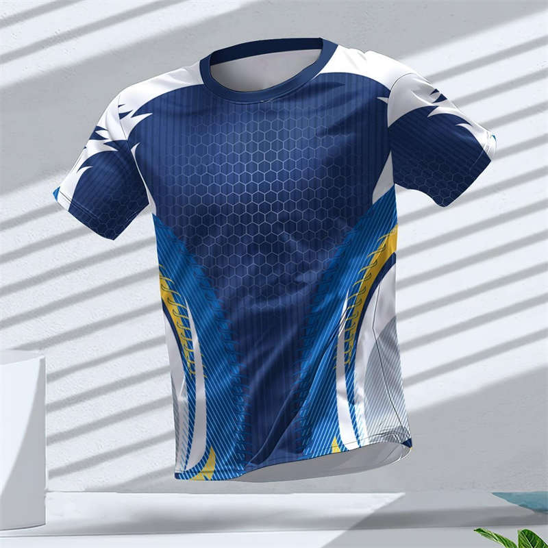 Table Tennis Xu Xin - 幾何学グラフィック 3D プリントスポーツ Tシャツ夏カジュアルランニング卓球 Tシャツトレンディなストリートメンズ Tシャツファッション