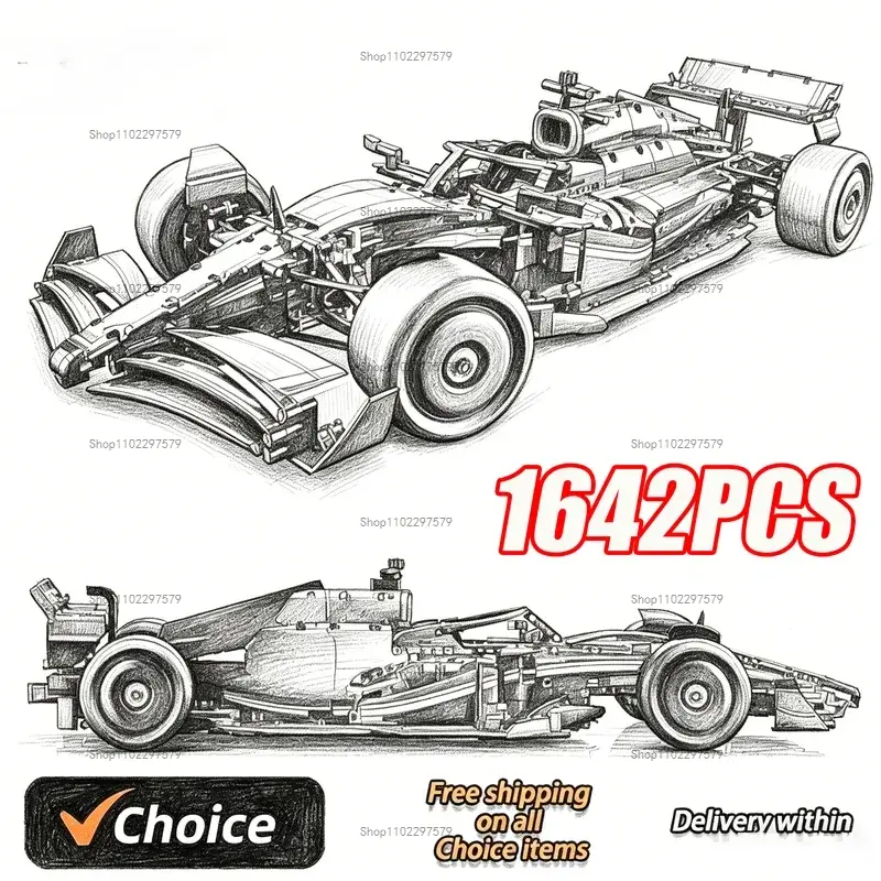 Victor Racket Jetspeed - 新しい1:8スケール67CMテクノロジー1432/1642ピースパフォーマンスレースカースピードチャンピオンズ詳細組み立てブロックカーモデル車両おもちゃ