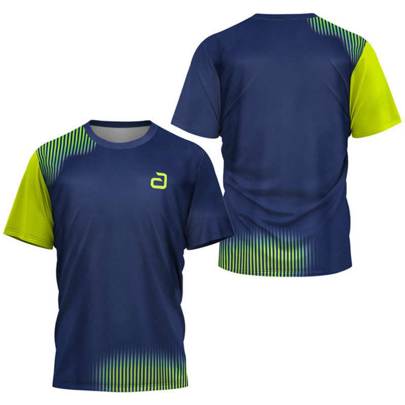 Table Tennis Xu Xin - 男性卓球 Tシャツアンダーカーレントパターンメンズサマーテニスバドミントン Tシャツトップ卓球クラブ速乾半袖