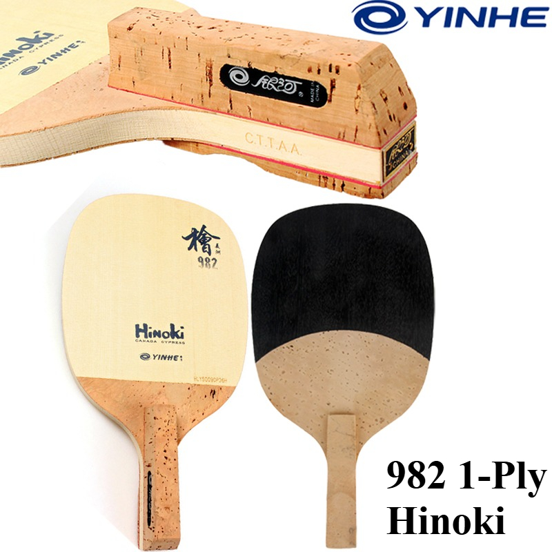 Table Tennis Table - YINHE 982 1プライソリッドヒノキ卓球ブレード 日本製ペンホールドヒノキ卓球ラケット 攻撃的なループ＆速攻用