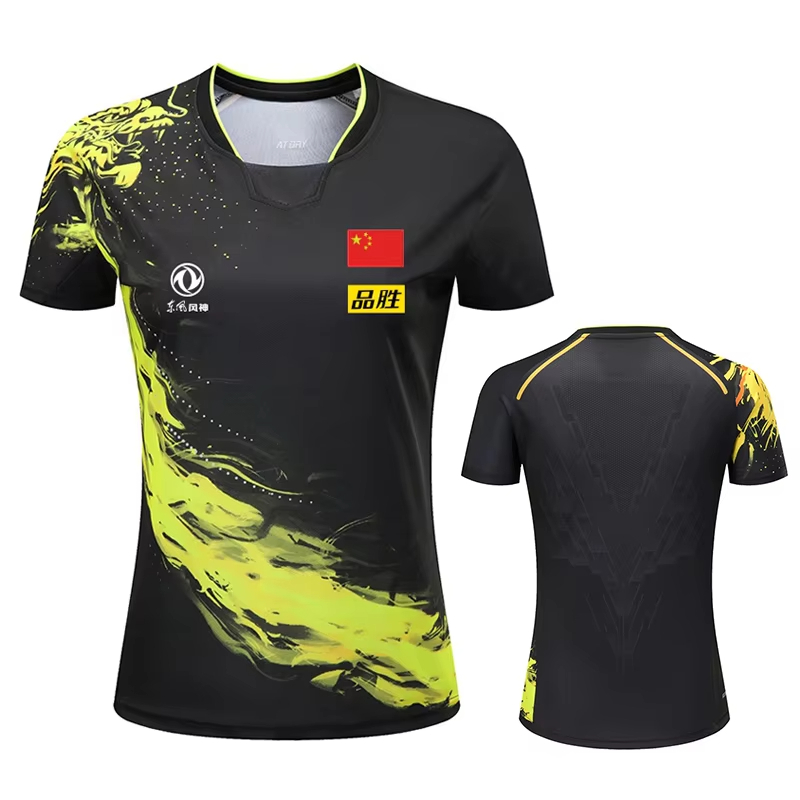 Table Tennis Xu Xin - 男性と女性のためのドラゴンプリント卓球Tシャツ,ファッションバドミントンスポーツTシャツ,ピンポンジャージ,フィットネスシャツ,中国